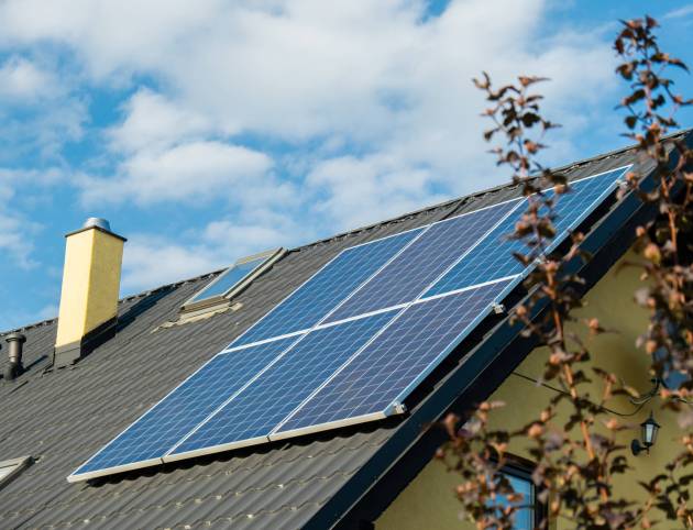 New ecologic house with solar panels Alternative to conventional energy. The battery is charged from a solar cell Advertisement Green energy Sustainable life Renewable New ecologic house with solar panels Alternative to conventional energy. The battery is charged from a solar cell Advertisement Green energy Sustainable life Renewable alternative energy